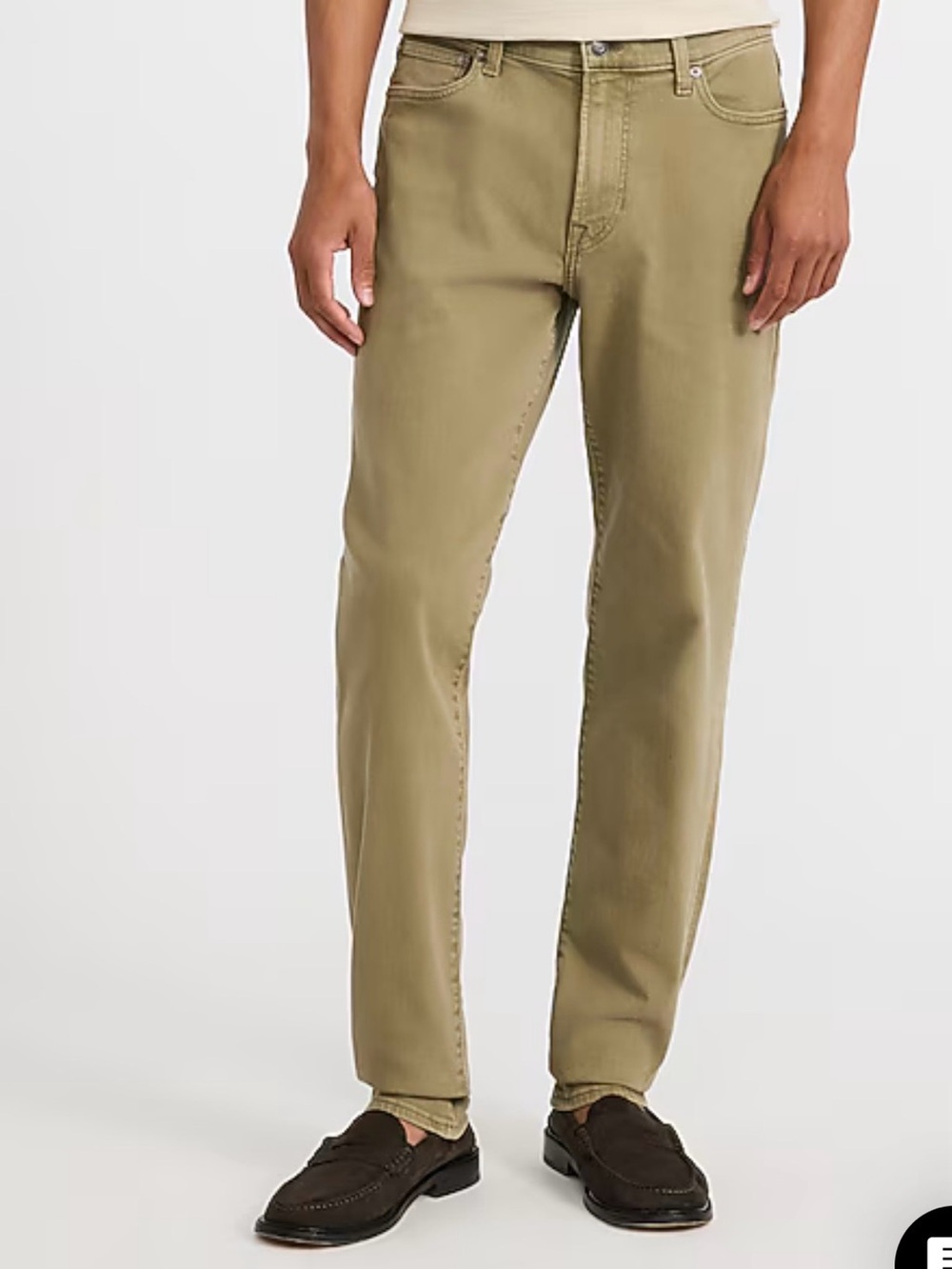 Express Slim Straight Jeans in Olive Green hyper stretch